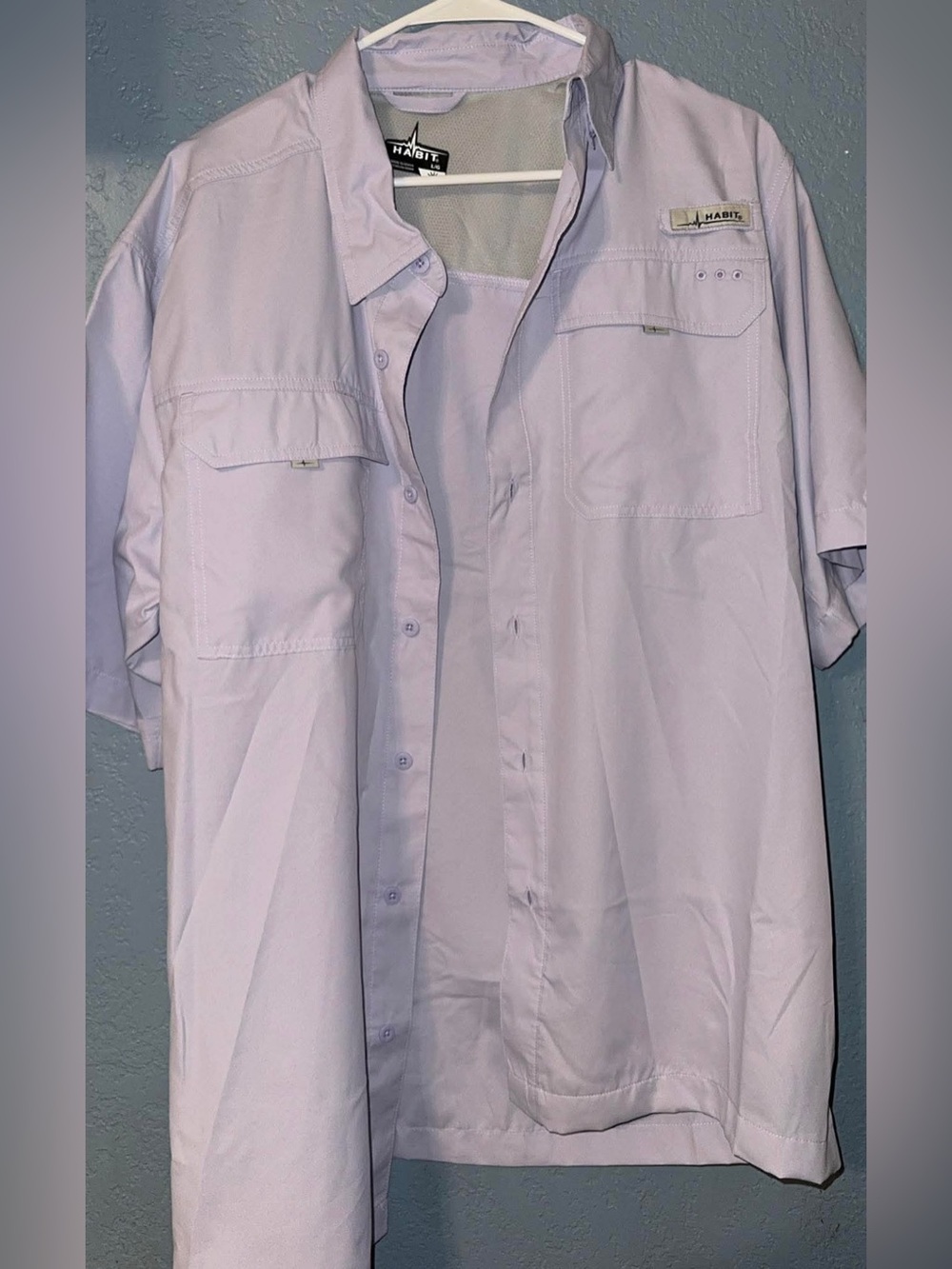 Habit Men's Short Sleeve Button-Up Shirt in Light Lavender